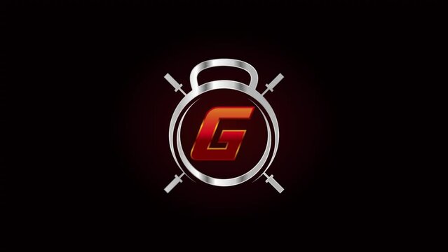 Dynamic Logo Animation Featuring Kettlebell Barbells G Symbol Design Transformation Reveal Sequence