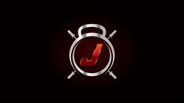 Dynamic Logo Animation Featuring Kettlebell Barbells J Symbol Design Transformation Reveal Sequence