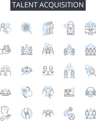 Talent acquisition line icons collection. Performance management, Employee retention, Succession planning, Human resources, Staffing solutions, Skill assessment, Hiring process vector and linear