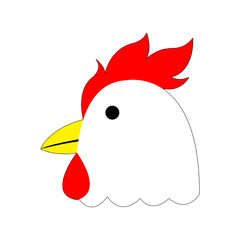 white cock icon with yellow mouth isolate.