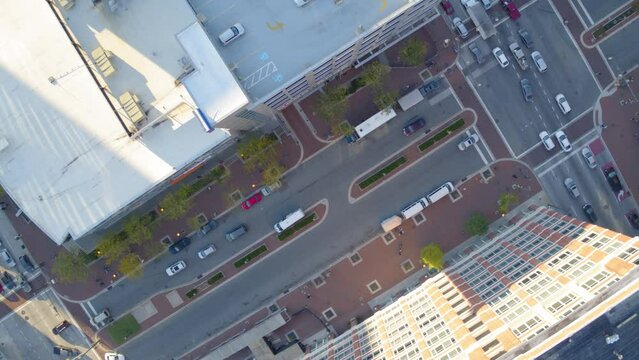 Aerial Shot Of Cars On A Road Amidst Buildings In City - Baltimore, Maryland