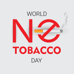 World No Tobacco Day design template. It features a NO lettering with a paper cut style cigarette. Vector illustration