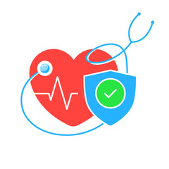 Protection, Heart Disease Prevention, Cardiovascular Check Up concept illustration flat design vector eps10. modern graphic element for landing page ui, infographic, icon