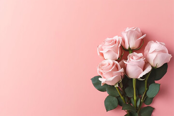 Bunch of rose flowers on pink background. National Doctor's day. Happy nurse day, Generative ai