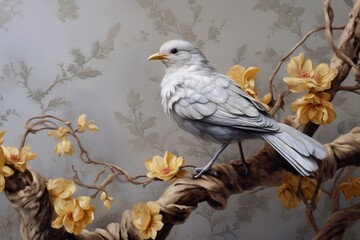 wallpaper birds and flowers long branches background