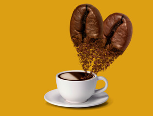 coffee beans splashing, coffee drip