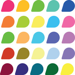 25 speech bubble sign web icon. Empty buttons painted in popular colors. Circle shape on white background. Newest contemporary simple style. This vector illustration internet design element