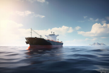 Naklejka premium transport view cargo transportation logistic container industrial vessel ship shipping top. Generative AI.