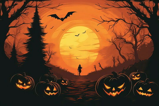 Halloween Illustration.AI technology generated image