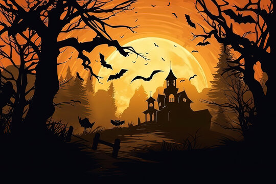 Halloween Illustration.AI technology generated image