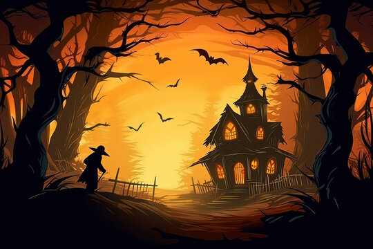 Halloween Illustration.AI technology generated image