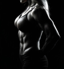 fitness woman athlete black and white toned body
