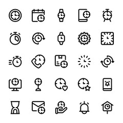Time icon set. Time, clock icon set with line style