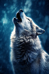 Wolf howling at the moon
