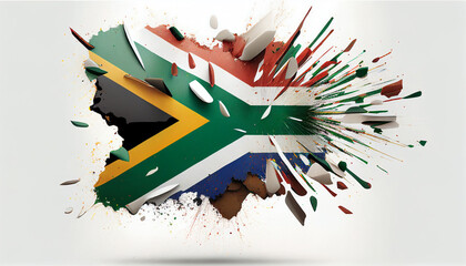 South African Flag with liquid splashes. Generative AI - obrazy, fototapety, plakaty