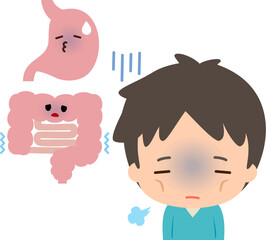 胃腸の調子が悪く元気がない男性