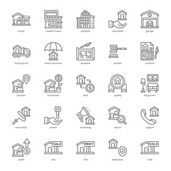 Property icon pack for your website design, logo, app, and user interface. Property icon outline design. Vector graphics illustration and editable stroke.