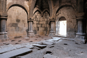 Interior of Library (Matenadaran) in Haghpat Monastery. Lori Province, Armenia.
