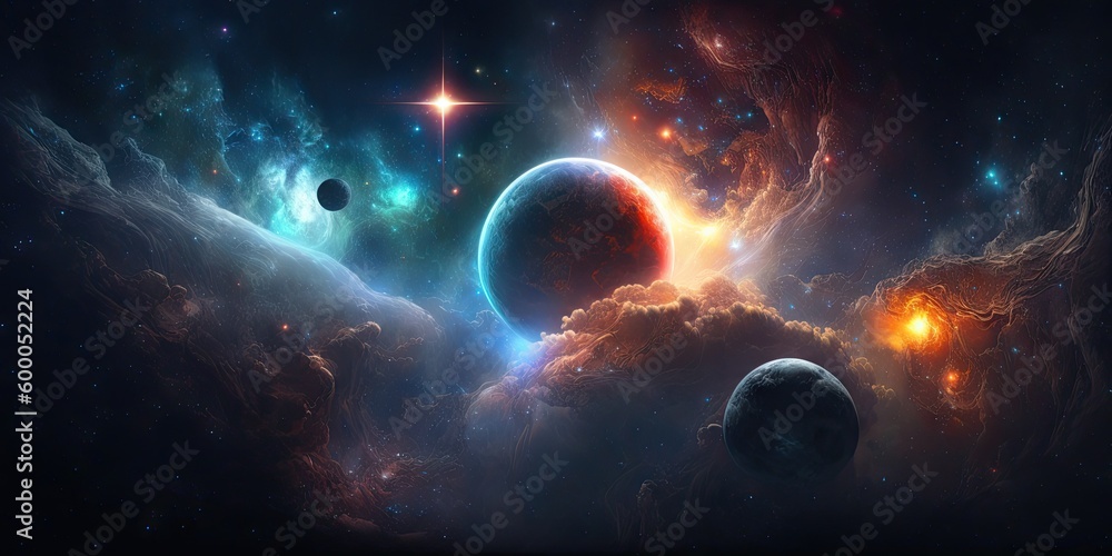 Poster space background deep space full stars shiny beautiful. generative ai aig15.