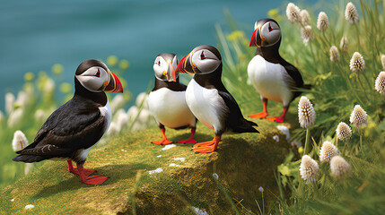 Atlantic puffin , also known as the common puffin, is a species of seabird in the auk family Generative AI