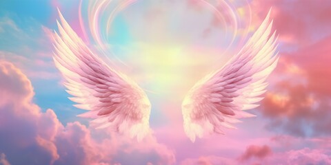 Angel Wing Healing Heaven. Generative AI.