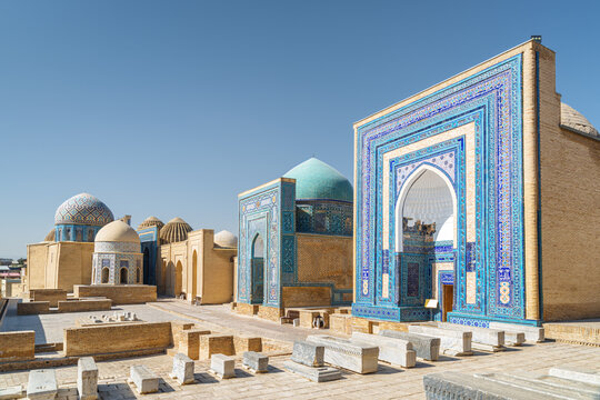 Awesome view of the Shah-i-Zinda Ensemble, Samarkand, Uzbekistan