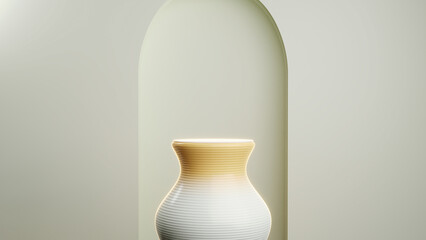 Modern Minimal Pottery Podium Platform with Earth Tone Color for Product Display Showcase 3D Rendering