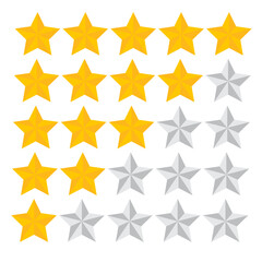 Five stars rating icon. Five stars customer product rating. Vector illustration. Premium quality. Golden stars