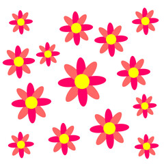 Fototapeta premium pink flowers illustration isolated white background 