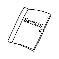 Vector illustration of a book with secrets, diary, in doodle style.