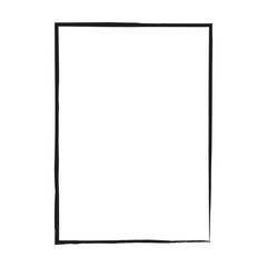 Grunge frame shape icon, vertical rectangle decorative vintage border doodle element for simple banner design in vector illustration