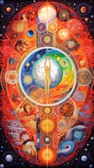 Obraz na płótnie Canvas Colorful Trippy Psychedelic Sacred Spiritual Generative AI.