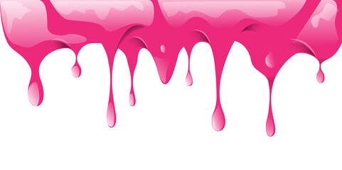 Pink ice cream that melts and drips.