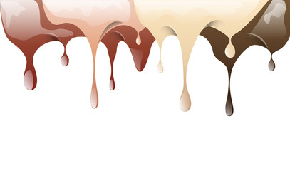 Ice cream that melts and drips. Chocolate and vanilla.