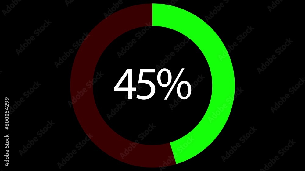 Poster green radial progress bar. percent indicator. flat style. simple ui diagram element on black backgro