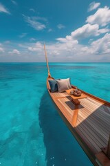 Obraz premium Amazing drone view of the beach and water with beautiful colors. Paradise scenery water villas with amazing sea and beach, tropical nature. summer vacation.