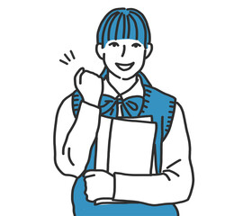 やる気のある笑顔の女子学生のイラスト