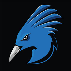 Crowned bird logo for e-sports players with angry expressions. Can be used as a symbol or profile pic for competitive gaming team or in posters related to online sports. png vector can be edited.