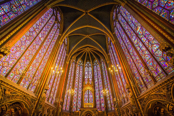 Fototapeta na wymiar Stained glass windows of Saint Chapelle