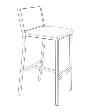 Bar stool perfect line art icon. Line art customizable illustration. Night club, drinking establishment, pub furniture. Vector isolated outline drawing. 
