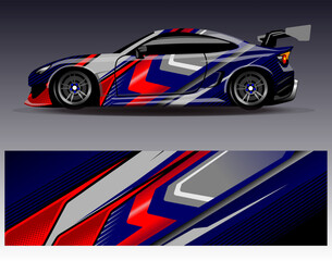 Car wrap design vector. Graphic abstract stripe racing background kit designs for wrap vehicle  race car  rally  adventure and livery