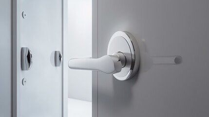 Naklejka premium Special modern chrome door handle so that even the smallest parts radiate elegance. Generative AI Technology 