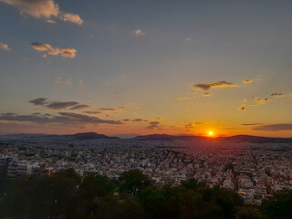 Sunset in Athens with beautiful color