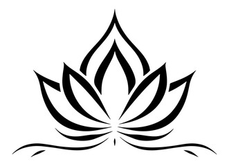 black and white lotus flower vector illustration