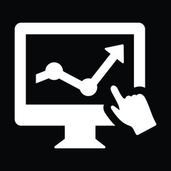 Digital content graph, monitor icon, linear isolated illustration vector