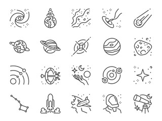 Astronomy icon set. It included the universe, star, nebula, space, and more icons.