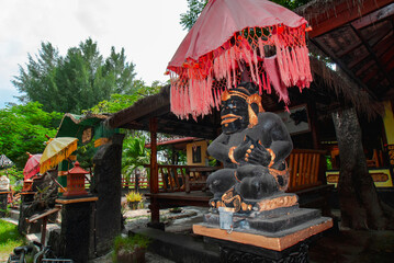 GILI AIR, BALI – MARCH 2023 – Streets and colorful shops and tipical constructions in Gili Air,...