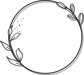 Circle Floral border with hand drawn flowers and leaves for wedding or engagement or greeting card