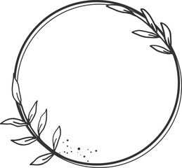 Circle Floral border with hand drawn flowers and leaves for wedding or engagement or greeting card