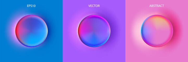 Set of Three-Dimensionally Colored Circles. Vector Illustration. - 600061481